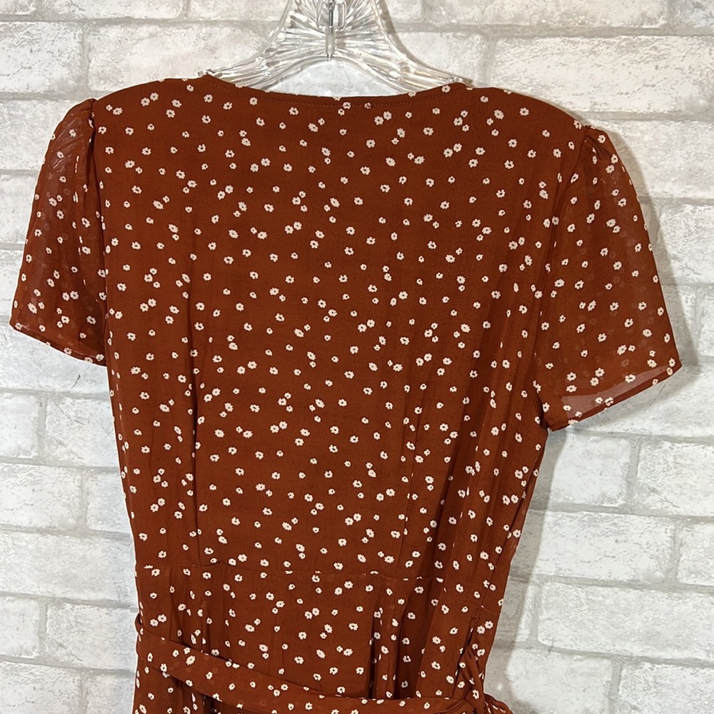 Aakaa floral rust wrap dress size Small - Picture 11 of 13